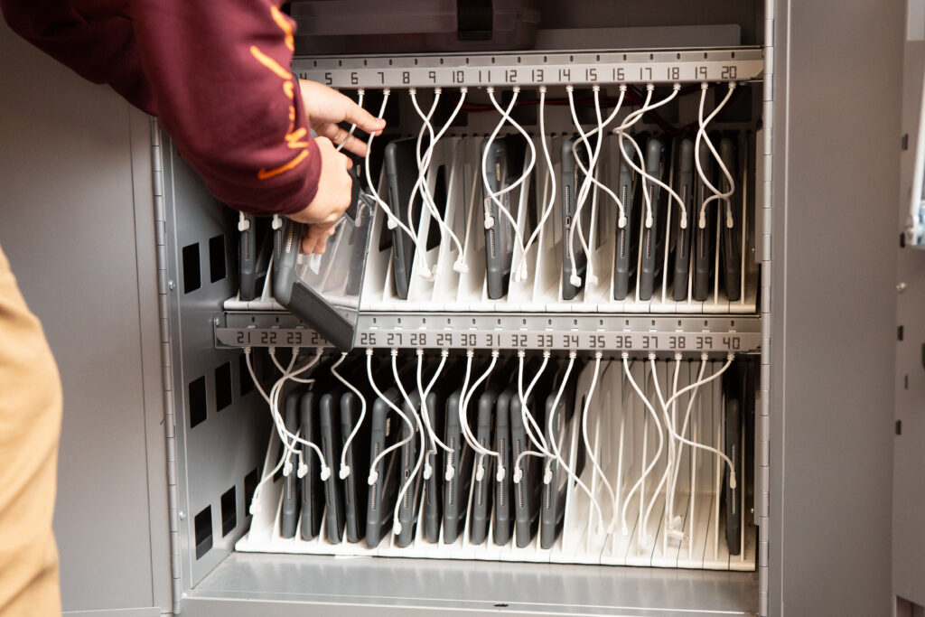 Ipads in a storage box