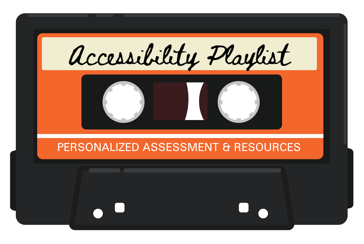 A cassette tape labeled Accessibility Playlist