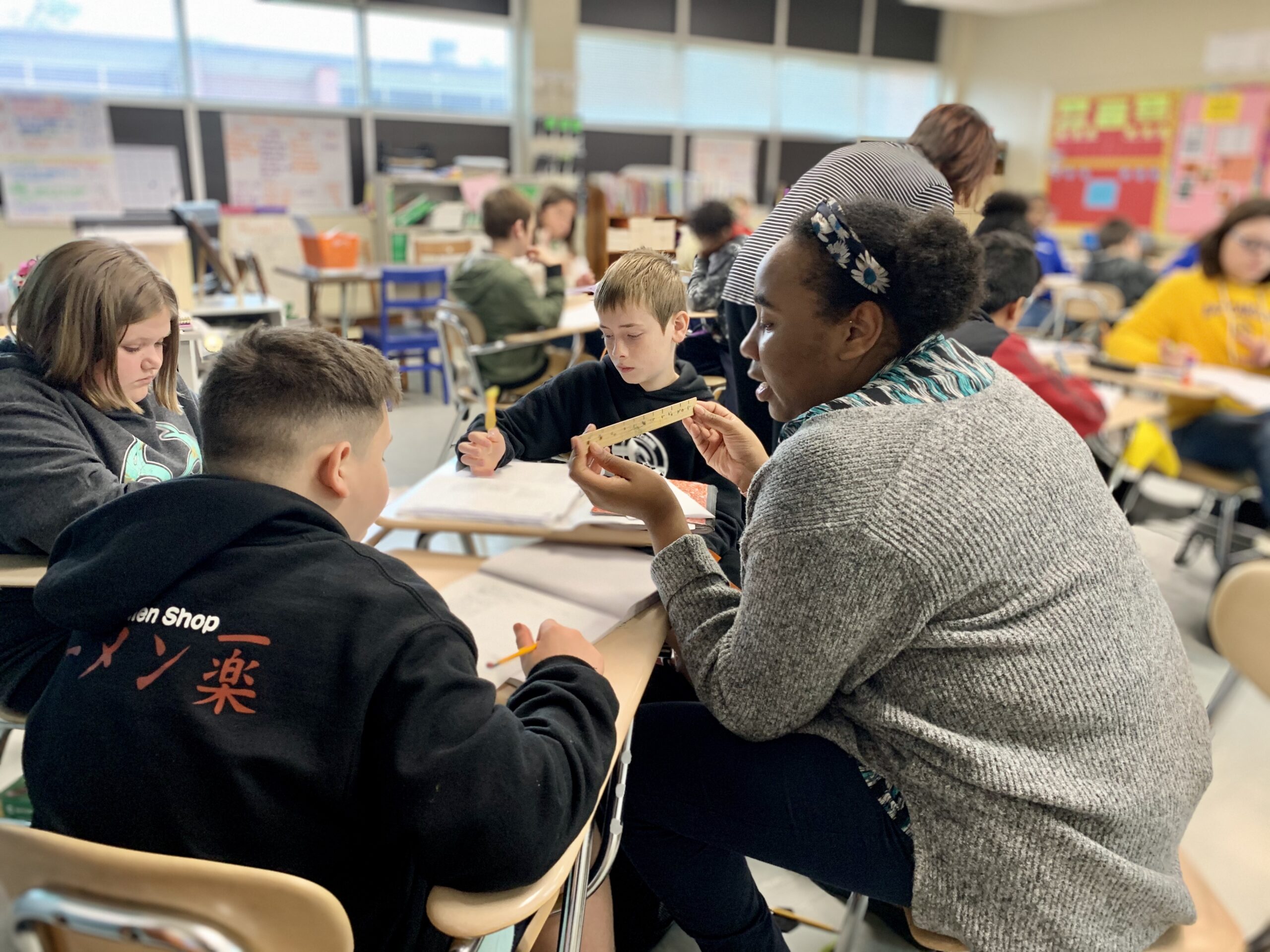 Teacher in Pitt County Schools working with students