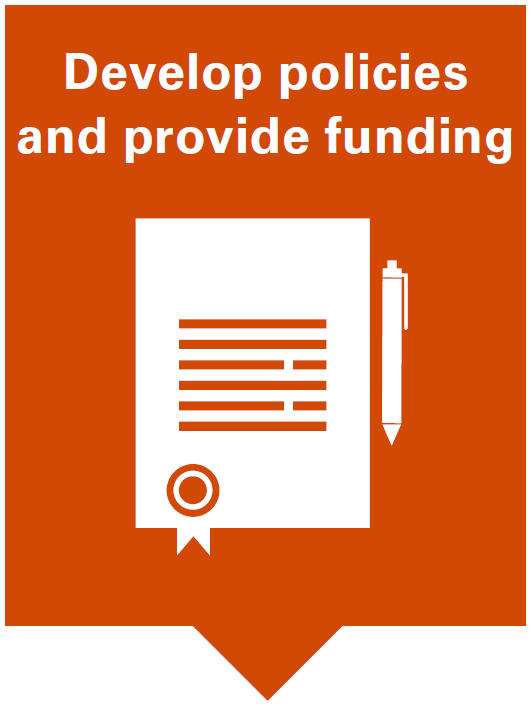 develop policies and provide funding icon of a paper and pen